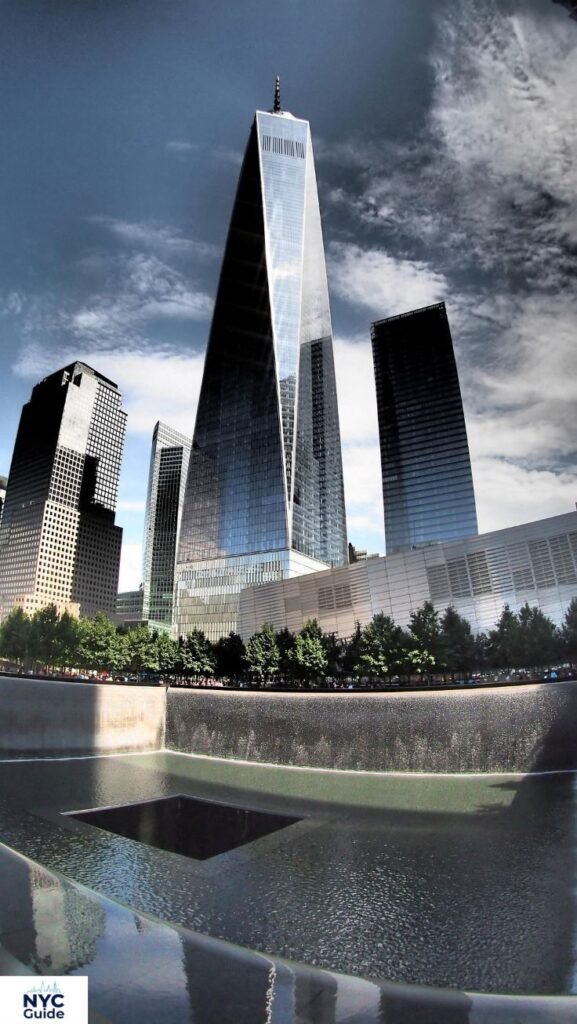 9/11 Memorial reflecting pools in downtown New York City