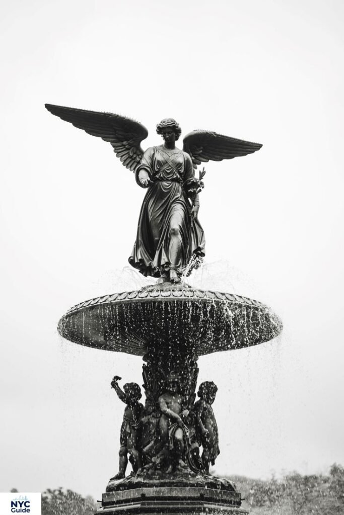 Close up of statue Angel of the Waters statue Bethesda Fountain