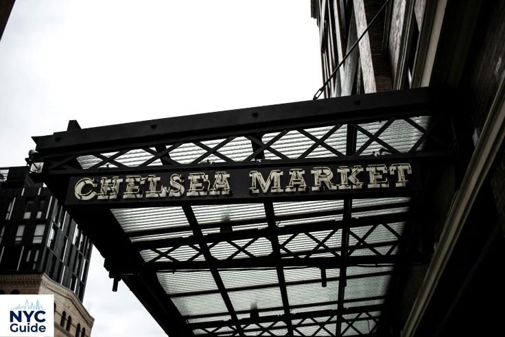 Food vendors and dining area inside Chelsea Market