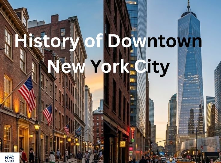 Historic and modern contrast in downtown New York City skyline