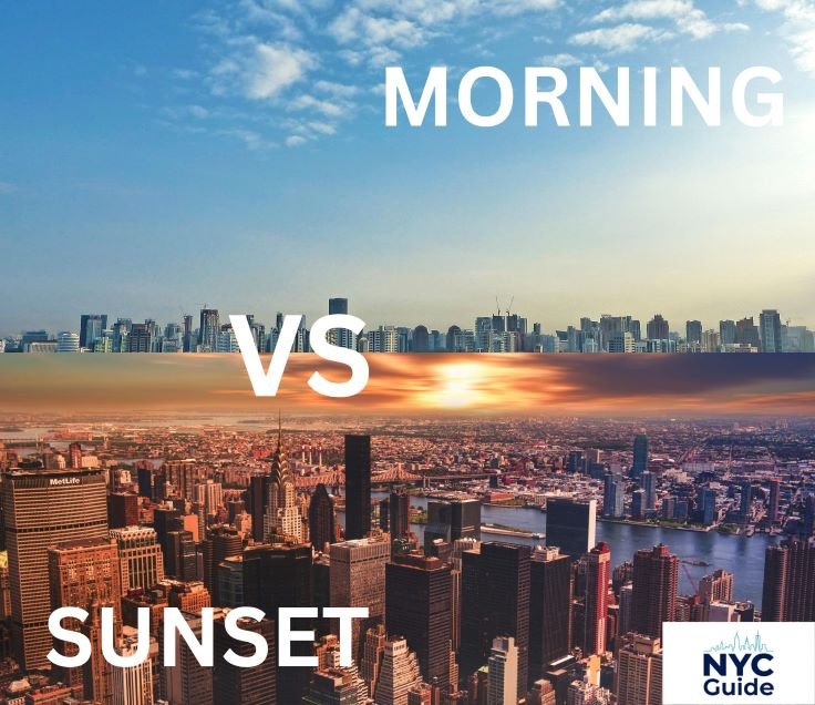 morning vs sunset rockfeller plaza