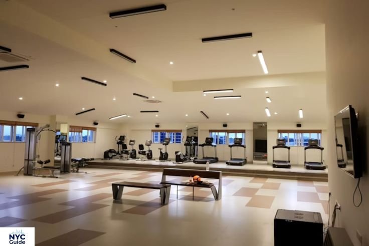 Fitness center and lounge amenities at Park Central Hotel New York