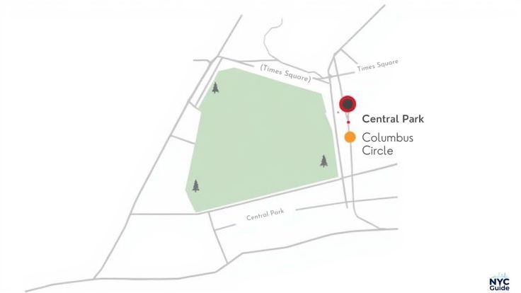 Map showing Park Central Hotel location in Midtown Manhattan near Central Park and Times Square