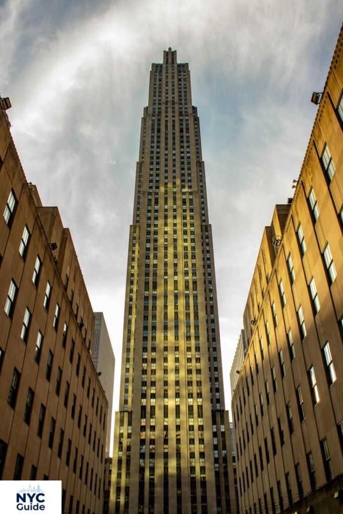 Rockefeller Center plaza near the Atlas Statue in Midtown Manhattan