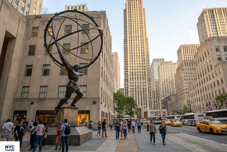 The Atlas Statue in front of Rockefeller Center on Fifth Avenue in Midtown Manhattan