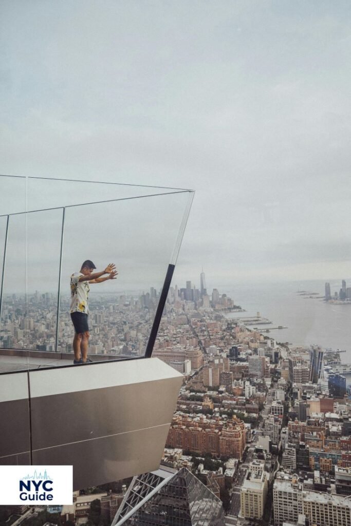 Edge observation deck glass floor view in Manhattan