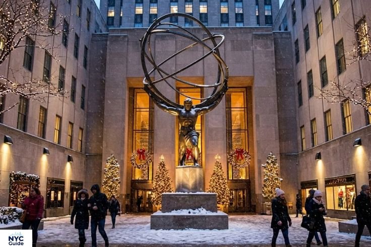 Atlas Statue during the holiday season near Rockefeller Center