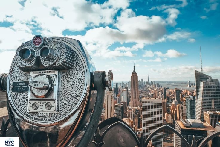 View of Manhattan skyline from Empire State Building observation deck