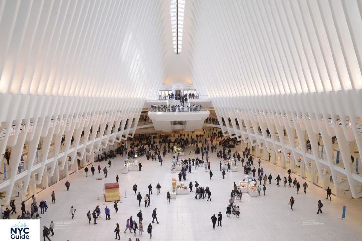 Interior of the Oculus transportation hub in Manhattan