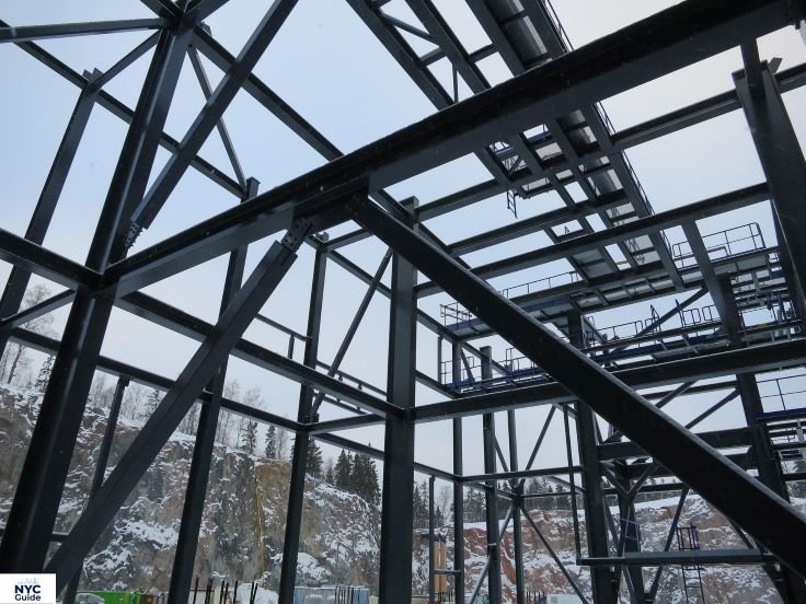 Steel structure of skyscraper under construction NYC