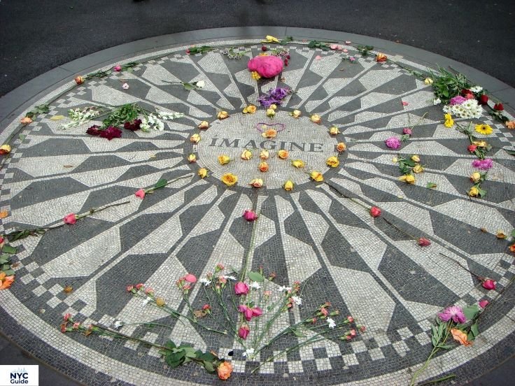 Strawberry Fields Central Park Imagine mosaic with flowers in New York