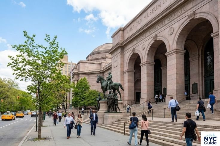 American Museum of Natural History exterior on Central Park West NYC