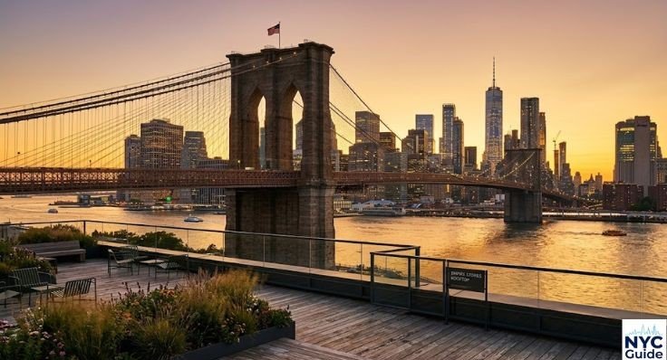 View from Empire Stores rooftop overlooking Brooklyn Bridge