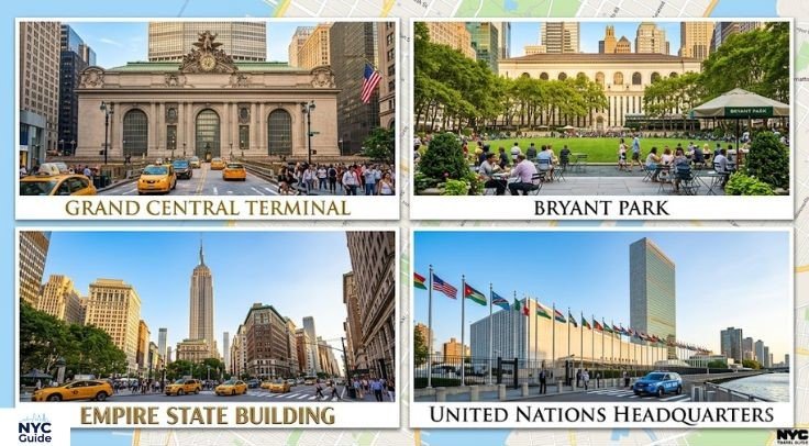 Grand Central Terminal and Bryant Park near New York Tower NYC
