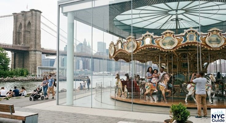Jane's Carousel in Brooklyn Bridge Park glass pavilion