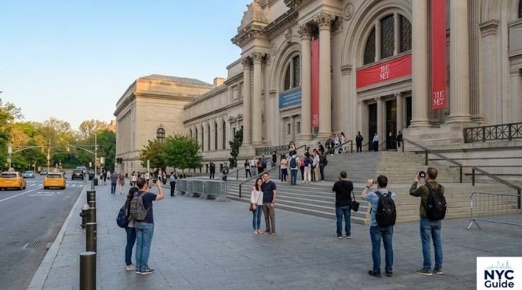 Morning visitors outside the Metropolitan Museum of Art before opening time
