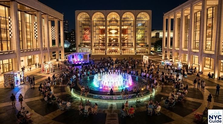Lincoln Center Summer for the City night atmosphere NYC