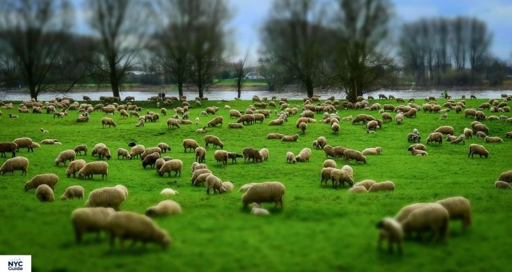 “Sheep Meadow in Central Park filled with picnic blankets and skyline views”