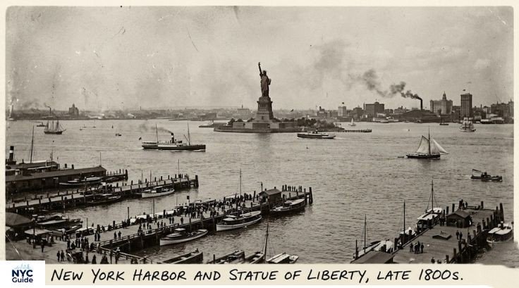 Historic photograph of the Statue of Liberty shortly after its dedication in 1886