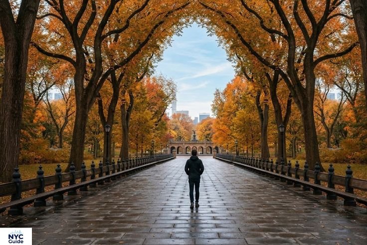 Symmetrical photo view of The Mall in Central Park