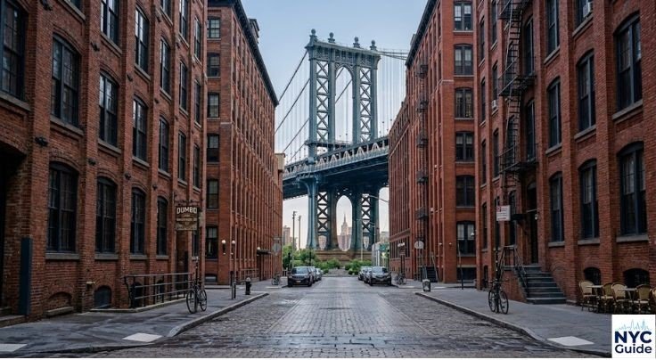 Manhattan Bridge view from Washington Street DUMBO Brooklyn
