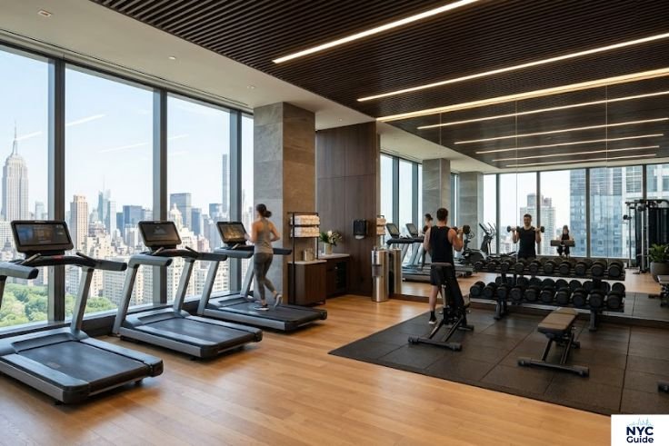 Fitness center inside a luxury residential building in New York City