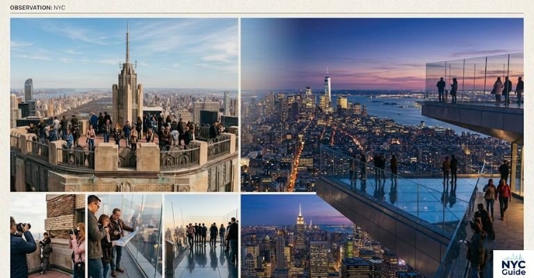 Comparing daytime and nighttime views from NYC observation decks