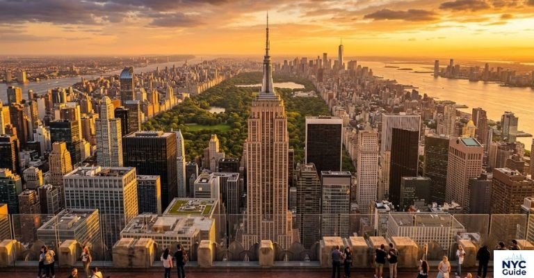 View of the Empire State Building from Top of the Rock observation deck